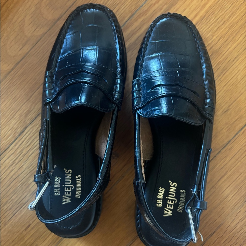 G.H BASS LOAFERS WOMENS WHITNEY CROC SLING BACK WEEJUNS